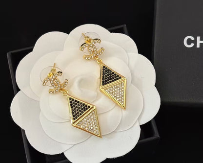 WDYW丨Designer Replica Chan** Full Diamond Triangle Series Earrings