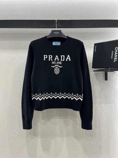 WDYW丨Designer Replica PRA** Round Neck Knitted Pullover Sweater