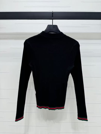 WDYW丨Designer Replica GUC** Color Blocking Collar Knitted Long Sleeved Shirt