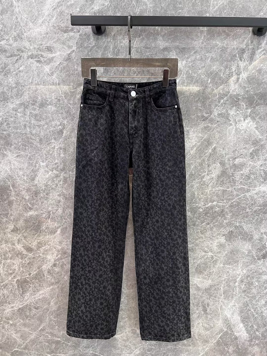 WDYW丨Designer Replica CHAN** Denim Denim Pants With Floral Print