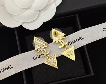 WDYW丨Designer Replica Chan** Full Diamond Triangle Series Earrings