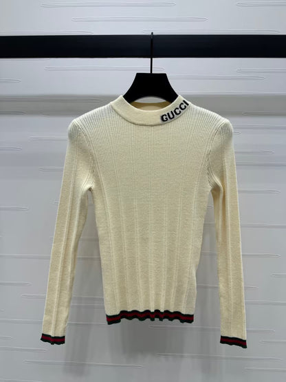 WDYW丨Designer Replica GUC** Color Blocking Collar Knitted Long Sleeved Shirt