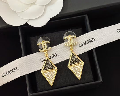 WDYW丨Designer Replica Chan** Full Diamond Triangle Series Earrings