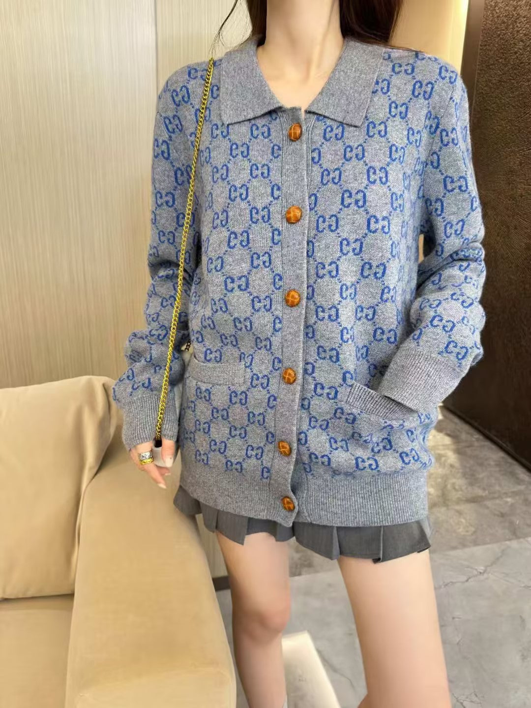 WDYW丨Designer Replica GUC** Collar Long Sleeved Cardigan