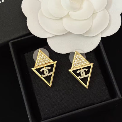 WDYW丨Designer Replica Chan** Full Diamond Triangle Series Earrings